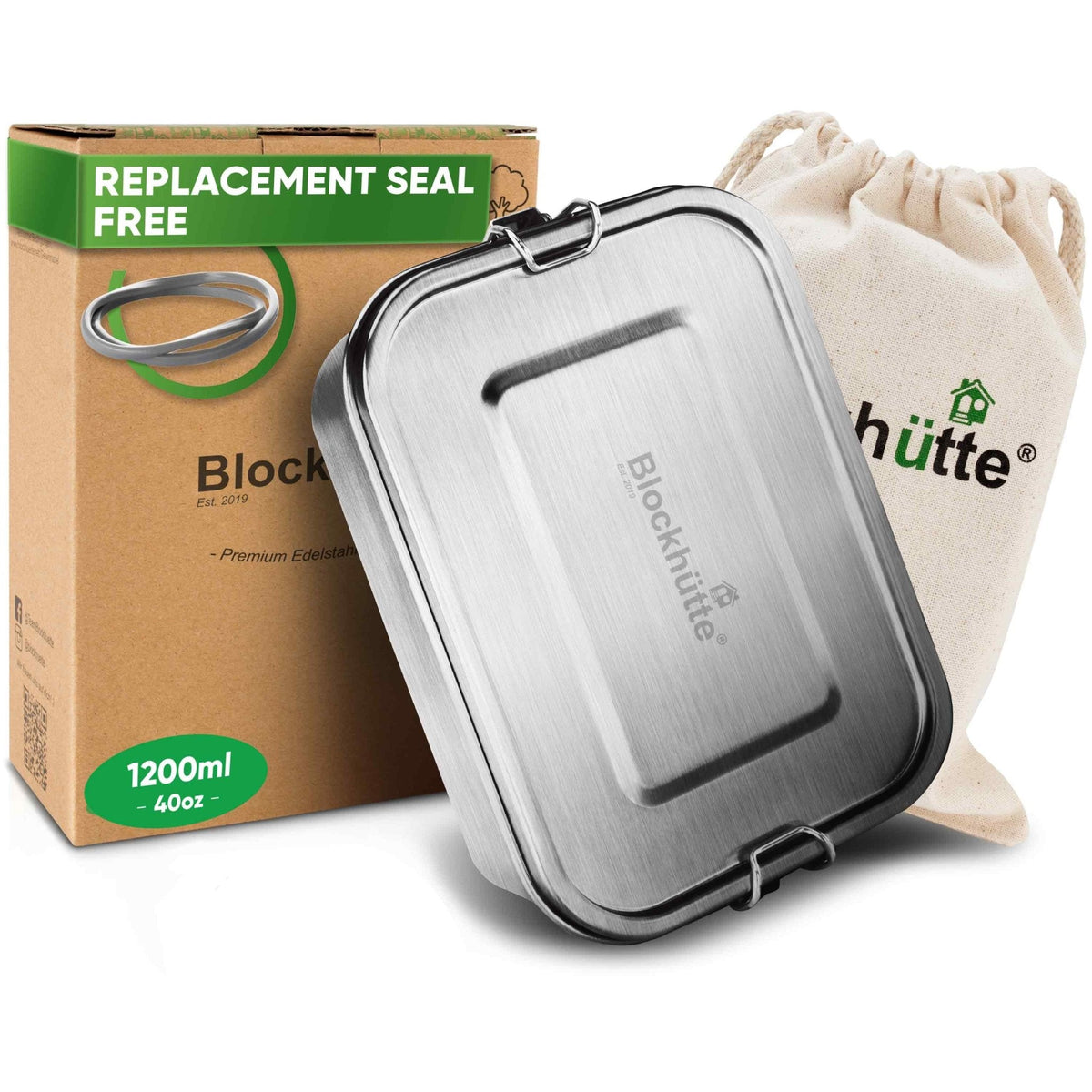 Stainless steel lunch box with two dividers packed for school - Blockhütte UK