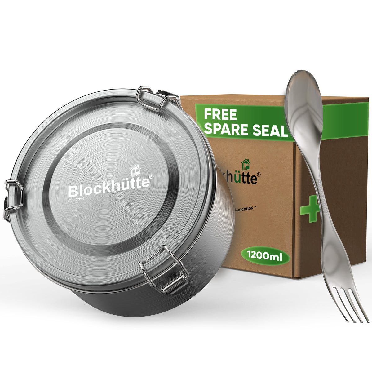 Round Stainless Steel Lunch Box - Leakproof with Spoon