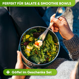 Runde Lunchbox aus Edelstahl mit Dichtung & Löffel