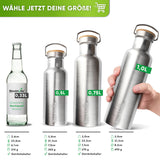 Premium Edelstahl Trinkflasche isoliert mit [GRATIS Bürste] - Blockhütte