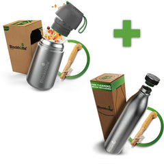 Active Day Bundle - Food Flask & Sports Bottle - 1000ml - Blockhütte UK