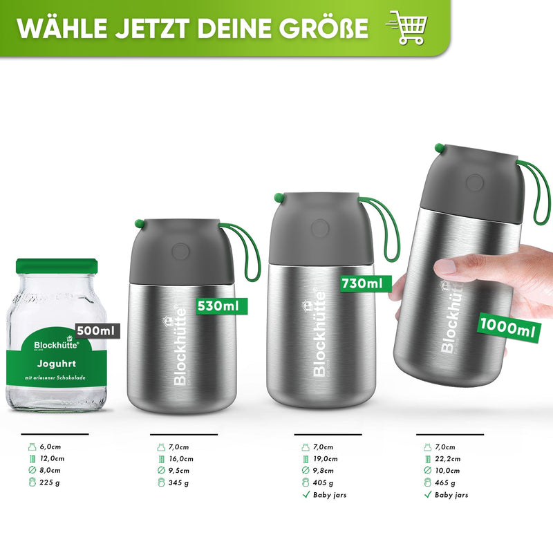 Edelstahl Thermo Lunchbox mit Anti - Vakuum Stöpsel - Blockhütte - BH0024