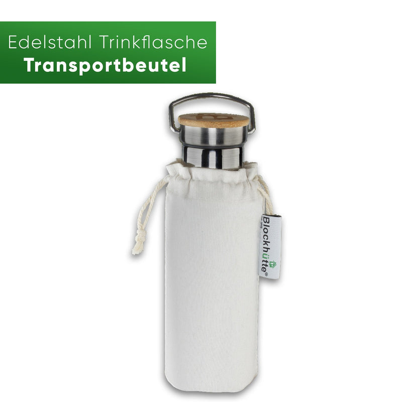 Edelstahl Trinkflasche - Beutel - Blockhütte - BH0006 - BTL