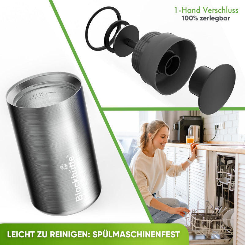 Individual Gravur für den Edelstahl Thermobecher - Blockhütte - I_TMB_500 - BLACK