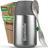 Insulated Food Flask Stainless Steel - Anti - Vacuum Lid - 530ml - Blockhütte UK