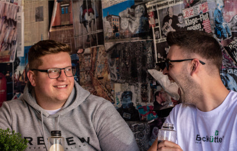 Nils and Malte with Blockhütte products