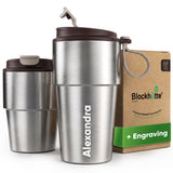 Personalised Stainless Steel Travel Mug for Coffee & Tea - Brown - Blockhütte UK