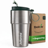 Personalised Stainless Steel Travel Mug for Coffee & Tea - Dark Green - Blockhütte UK