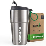 Personalised Stainless Steel Travel Mug for Coffee & Tea - Gray - Blockhütte UK