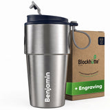 Personalised Stainless Steel Travel Mug for Coffee & Tea - Navy Blue - Blockhütte UK