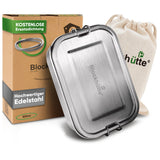 Premium Edelstahl Brotdose mit 2 Trennwänden - Blockhütte - BH0002