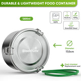 Round Stainless Steel Lunch Box - Leakproof with Spoon - 1800ml - Blockhütte UK