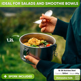 Round Stainless Steel Lunch Box - Leakproof with Spoon - 1800ml - Blockhütte UK