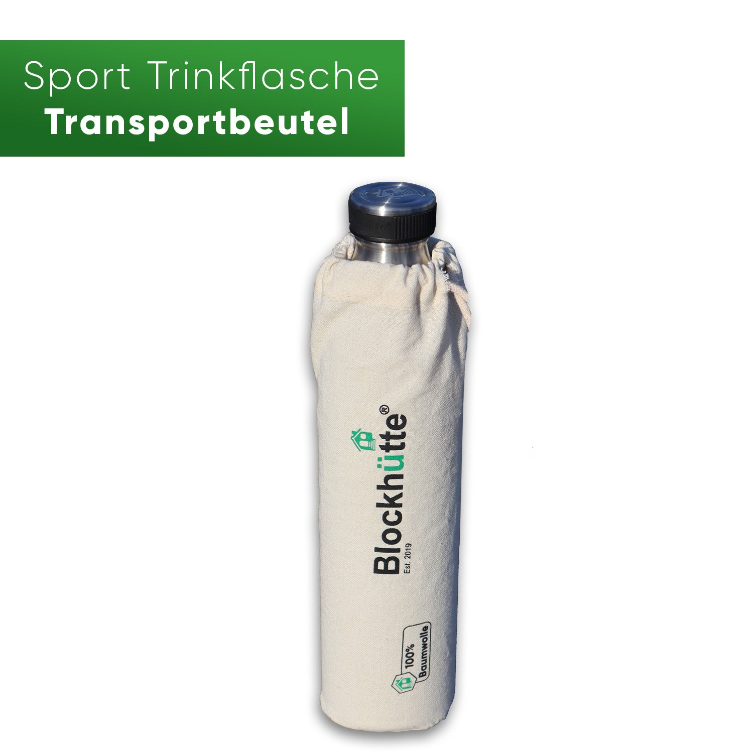 Sports Bottle - Cotton Pouch - 350ml - Blockhütte UK