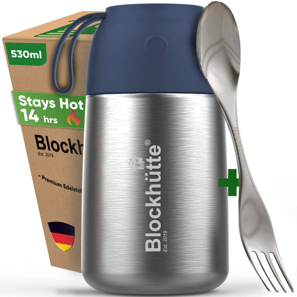 Stainless Steel Food Flask Insulated - Blue - Blockhütte UK