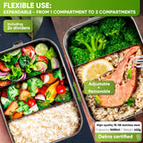 Stainless Steel Lunch Box - Premium Quality with 2 Dividers - 1400ml - Blockhütte UK