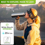 Stainless Steel Water Bottle - Insulated + FREE Brush - 1000ml - Blockhütte UK