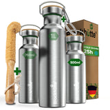 Stainless Steel Water Bottle - Insulated + FREE Brush - 500ml - Blockhütte UK