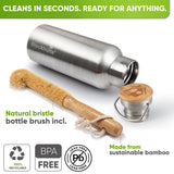 Stainless Steel Water Bottle - Insulated + FREE Brush - 750ml - Blockhütte UK