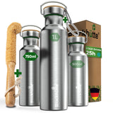 Stainless Steel Water Bottle - Insulated + FREE Brush - 750ml - Blockhütte UK