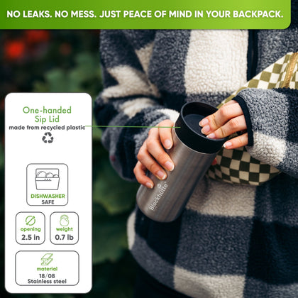 Travel Mug Stainless Steel for Coffee & Tea - 354ml - Blockhütte UK