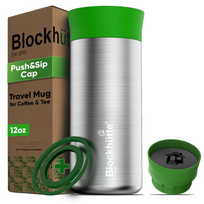 Travel Mug Stainless Steel for Coffee & Tea - 354ml - Blockhütte UK