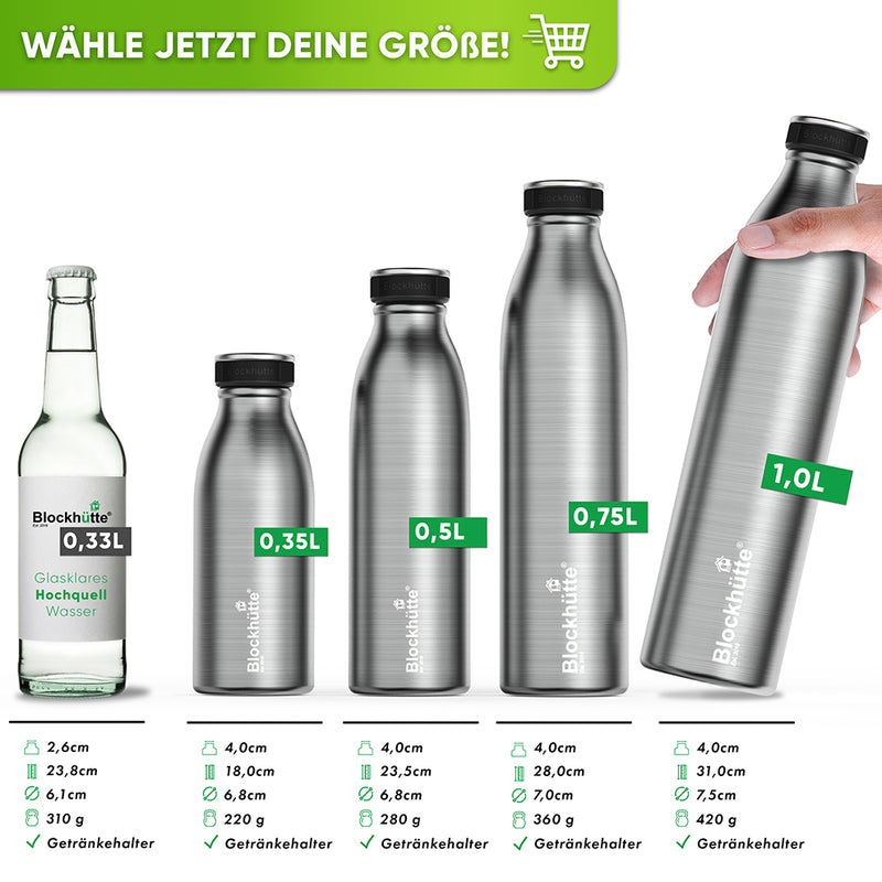 Premium Edelstahl Sport Trinkflasche isoliert mit [GRATIS Naturborsten - Bürste] - Blockhütte - trinkflasche kinder edelstahl teeflasche trinkflasche kohlensäure geeignet edelstahl trinkflasche kinder termosflaschen termosteekanne waterdrops flasche thermoskanne baby unterwegs termosflaschen 1 liter trinkflasche edelstahl thermoskanne 0,5l isolierflasche