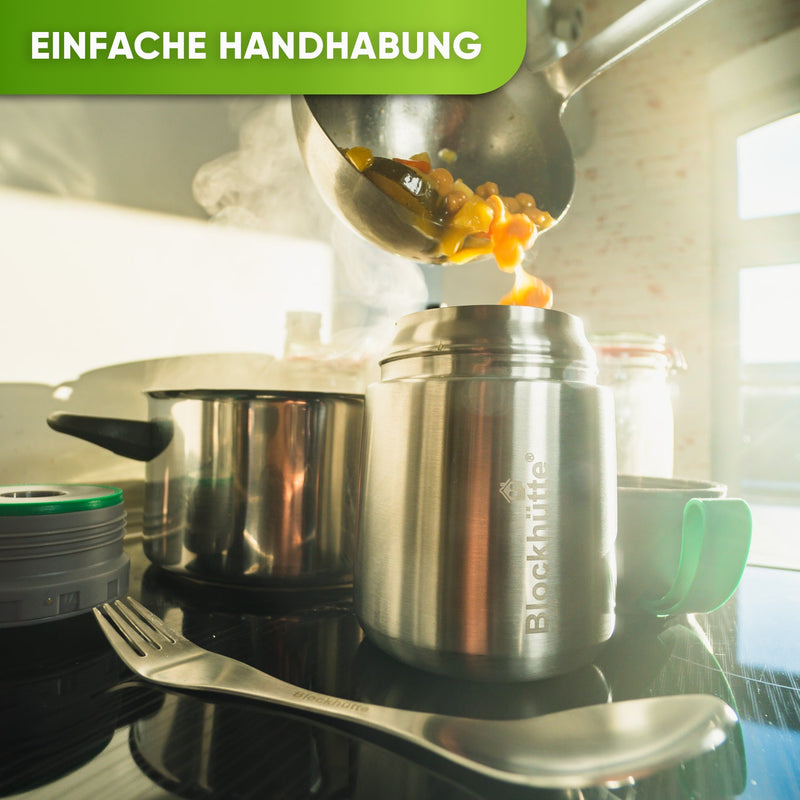 Edelstahl Thermo Lunchbox mit Anti - Vakuum Stöpsel - Blockhütte - BH0024