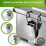 Premium Edelstahl Brotdose mit 2 Trennwänden - Blockhütte - BH0004