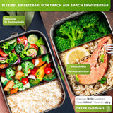 Premium Edelstahl Brotdose mit 2 Trennwänden - Blockhütte - BH0004